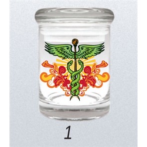 Cannaline Glass Jars : 1/8oz : Caduceus Etched 7